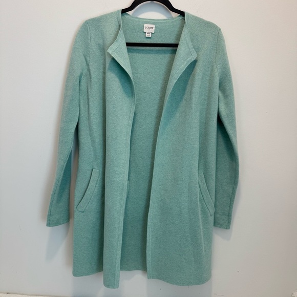J Crew Vanessa Longline Open Front Cardigan Sweater Coat XXS Mint Green AC619 - Picture 3 of 12